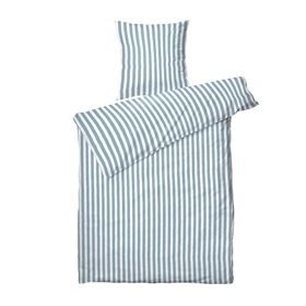 Sengetøj bomuldssatin - 135x200/80x80 cm - Kalle - Blue Stripe