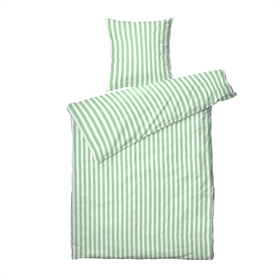 Sengetøj bomuldssatin - 135x200/80x80 cm - Kalle - Green Stripe