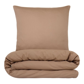 Sengetøj 140x200 cm - Bomuldssatin - Una - Taupe med beige piping - Luna Denmark