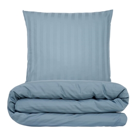Sengetøj 140x200 cm - 100% Premium bomuld - Satin stribet - blå - Luna Denmark