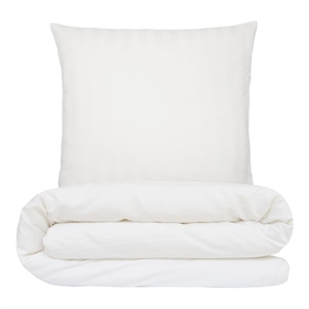 Sengetøj 140x200 cm - 100% Premium bomuld - Satin stribet - hvid - Luna Denmark