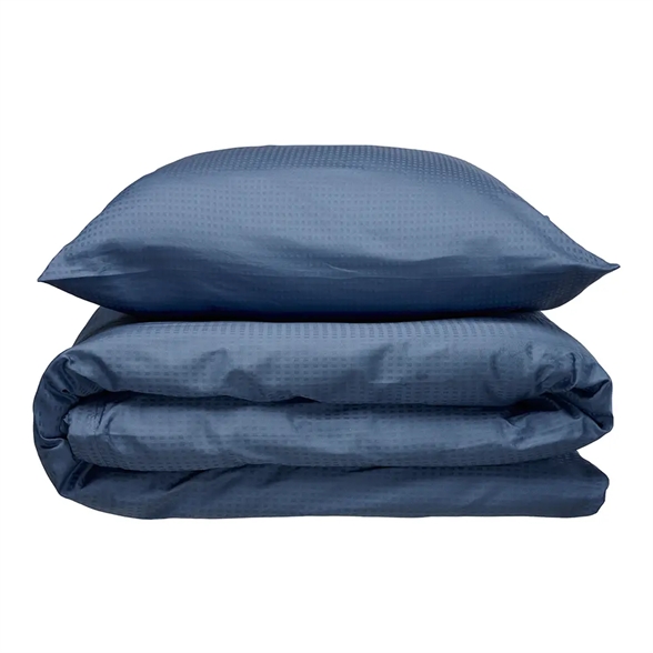 Sengetøj 135x200 / 80x80 cm - Blocks - Bomuldssatin - Dark Blue - PRIMA by Luna Denmark
