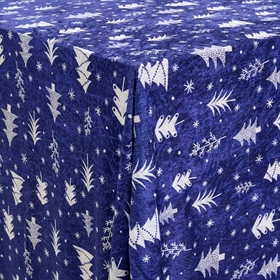 Juledug - Nervøs velour 150x300 cm - Juletræ og stjerne - Blå