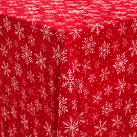 Juledug - Nervøs velour 150x300 cm - Rød med snefnug