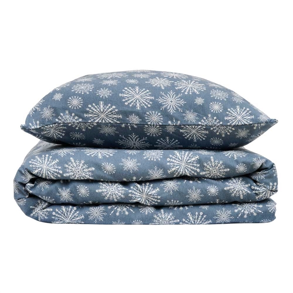 Sengetøj 135x200 / 80x80 cm - Flanell - 100% Bomuld - Snowflake - Luna Denmark